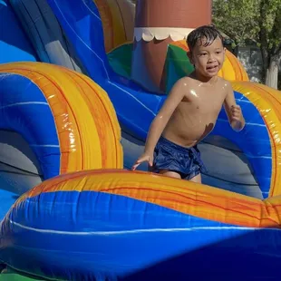 My son enjoying the water slide