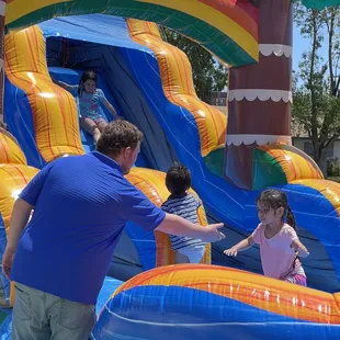 Enjoying the water slide