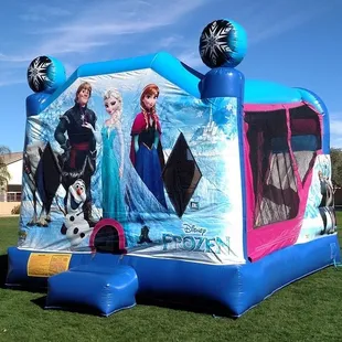 Frozen Slide Combo has it all! Indoor slide, basketball hoop, and plenty of bouncing room.