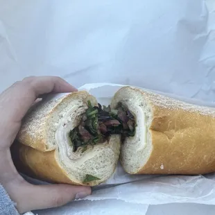 turkey cheese hoagie with greens