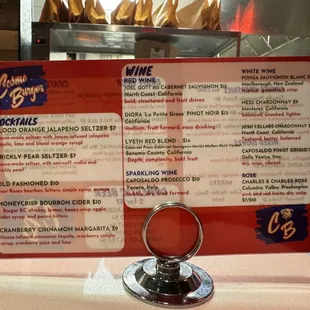 the menu of the restaurant