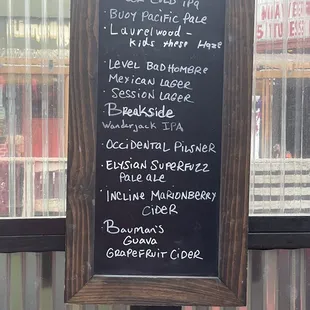 a menu on a blackboard