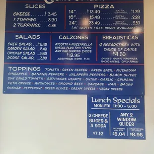 Menu options