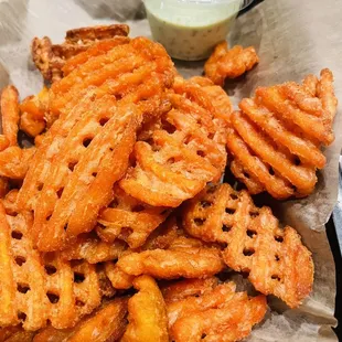 Sweet potato fries with aioli.