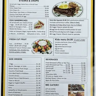 Breakfast menu