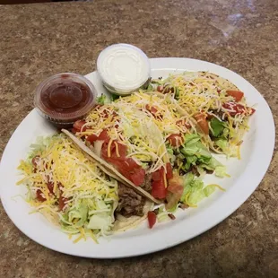 Steak, chicken, pork tacos!