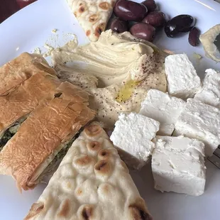 Sampler appetizer plate was so good, we forgot to take a picture before we dug in.