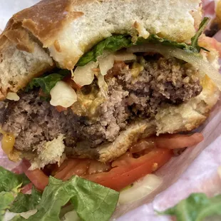 Burgers are huge and delicious.