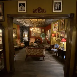 the living room and dining room