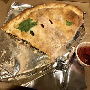 2/3 of my Vegan Calzone, with pineapple!