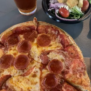 Pepperoni Pizza and House Salad