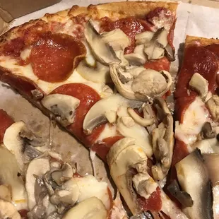Amazing pepperoni and mushrooms