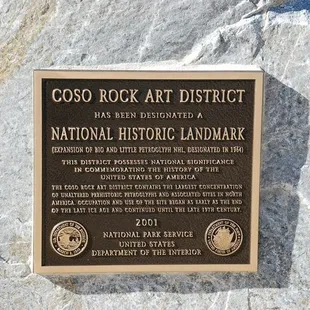 This plaque marks the entrance to the short hike into Little Petroglyph Canyon