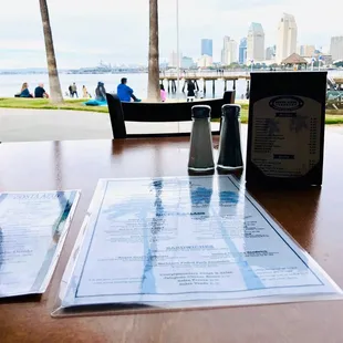 a table with menus on it