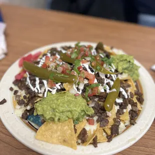 Carne Asada Nachos w/ beans on the side