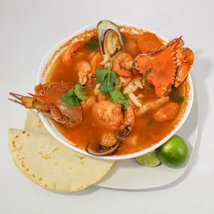 a bowl of seafood stew