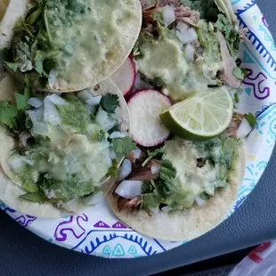 2 Carnitas Tacos 2 Tripas Tacos