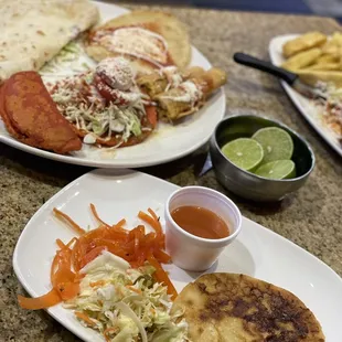 two plates of food on a table