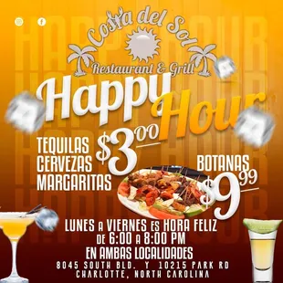 Happy hours Monday to Friday
