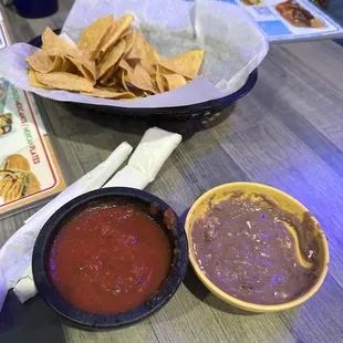 Bean dip and salsa