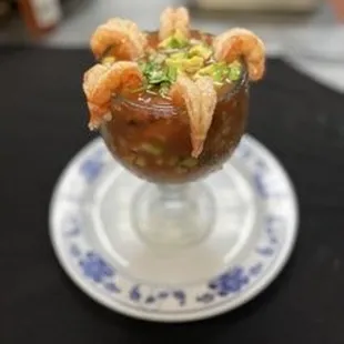 Shrimp Coctel not only is it and eye catcher but tastes better then it looks