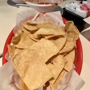Complimentary chips and salsa in the back