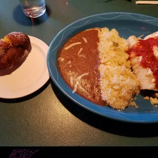 Combo burrito/enchilada and and empanada