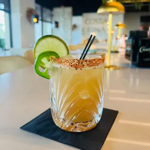 Tamarind and Jalapeño Margarita. Happy Hour Monday-Friday 3pm-6pm with $2 off all craft cocktails.