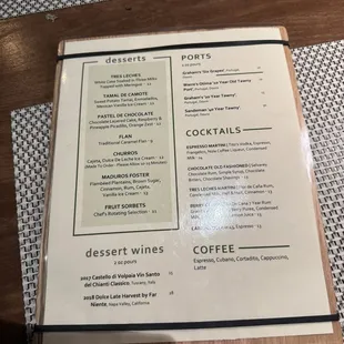 menu