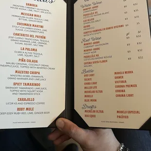 Cocktails, beer and wine