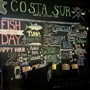 Specials Menu (located upon entry)