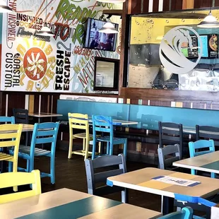 Nice color scheme, empty inside but you can currently dine in