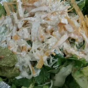 Friday special with drink $7.99, Small chicken salad, sub cheese, no pico