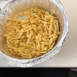 Crispy tortilla strips for soup