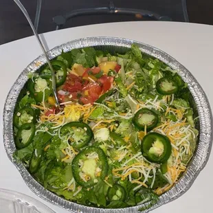 salad bowl with Jalepeños and cheese
