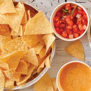 tortillas and salsa in bowls