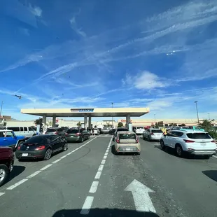 Expect to wait, 6 cars deep late morning on a week day...