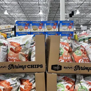 boxes of food in a grocery store