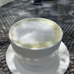 Green tea latte with coconut milk