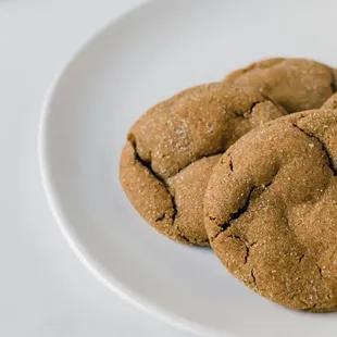 two cookies on a white plate