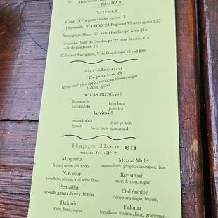 menu