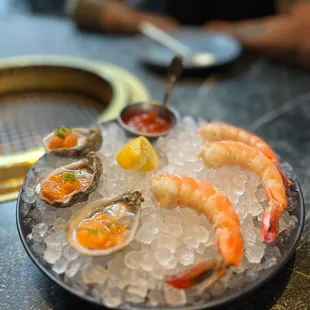 Shrimp cocktail and oysters w/uni.
