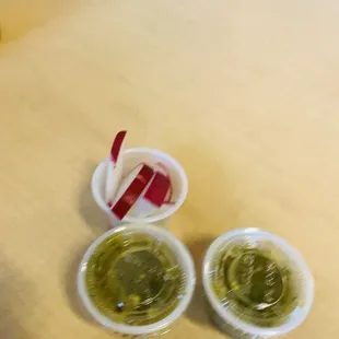 Tomatillo Salsa and Fresh Radishes from Salsa bar