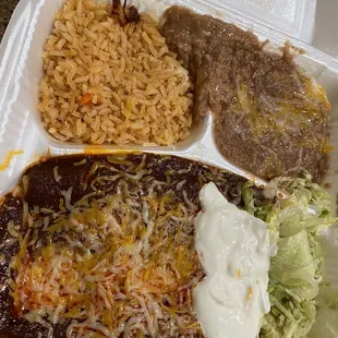 Mole enchilada plate w/rice &amp; beans
