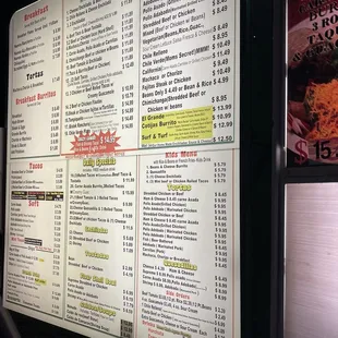 Menu w/updated prices 11/22