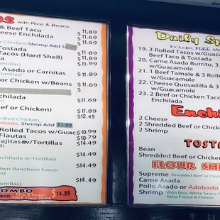 Menu as of 10/23