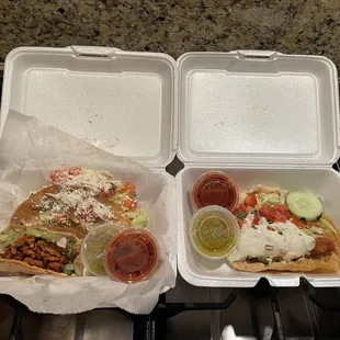 Potato taco, Fish Taco and El Al Pastor