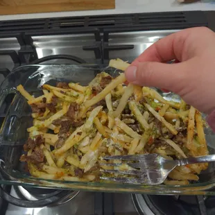 Soggy carne asada fries. Tried to crisp them up in my oven but no luck.