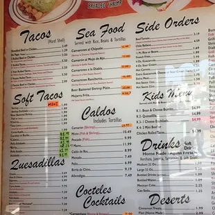 the menu