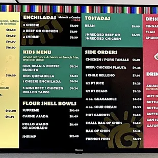 menu